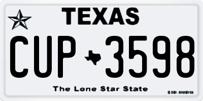TX license plate CUP3598