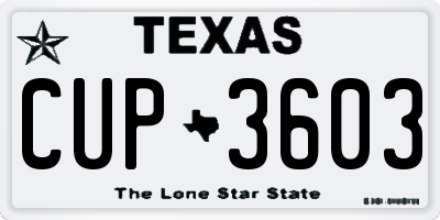 TX license plate CUP3603