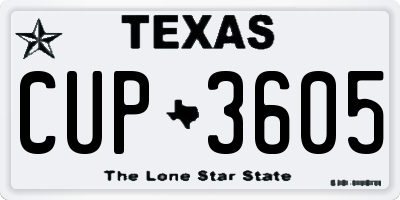 TX license plate CUP3605