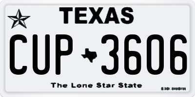 TX license plate CUP3606
