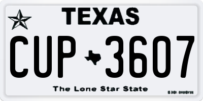TX license plate CUP3607