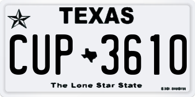 TX license plate CUP3610