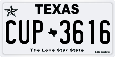 TX license plate CUP3616