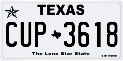 TX license plate CUP3618