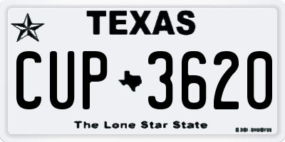 TX license plate CUP3620