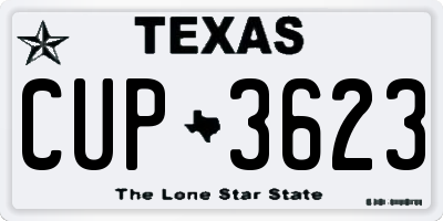 TX license plate CUP3623