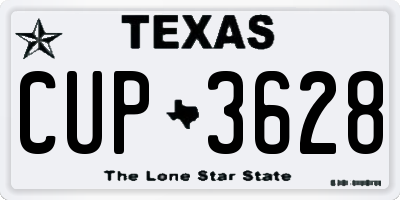TX license plate CUP3628