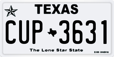 TX license plate CUP3631