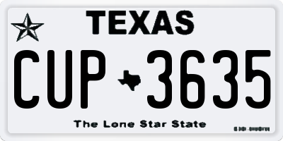 TX license plate CUP3635