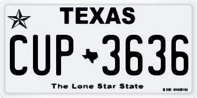 TX license plate CUP3636