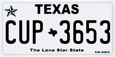 TX license plate CUP3653