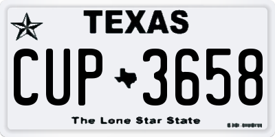 TX license plate CUP3658