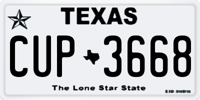 TX license plate CUP3668