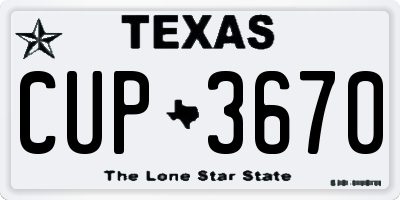 TX license plate CUP3670