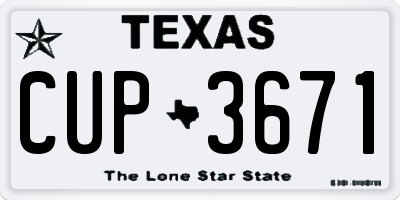 TX license plate CUP3671