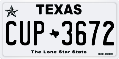 TX license plate CUP3672