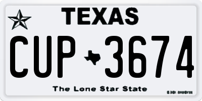 TX license plate CUP3674