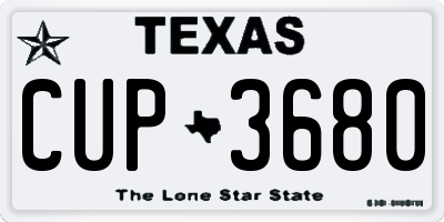 TX license plate CUP3680