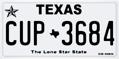 TX license plate CUP3684