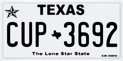 TX license plate CUP3692