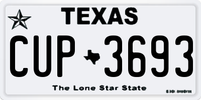 TX license plate CUP3693