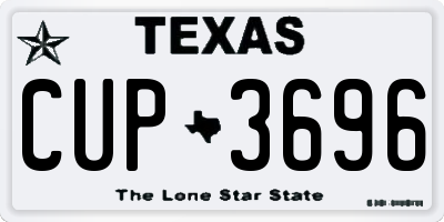 TX license plate CUP3696
