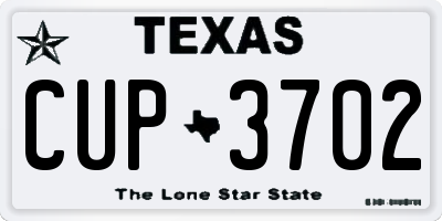 TX license plate CUP3702