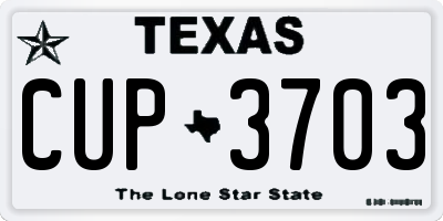 TX license plate CUP3703