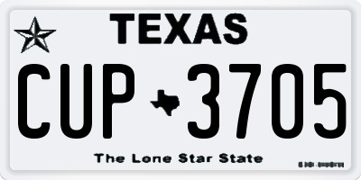 TX license plate CUP3705