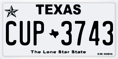 TX license plate CUP3743