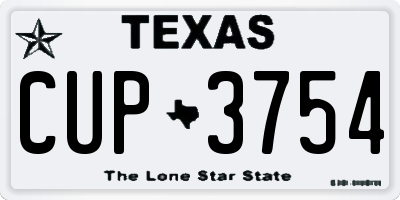 TX license plate CUP3754