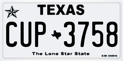 TX license plate CUP3758