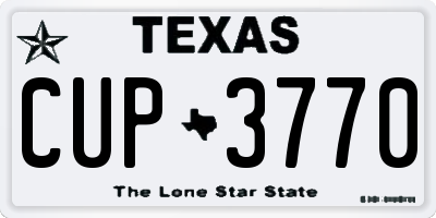 TX license plate CUP3770