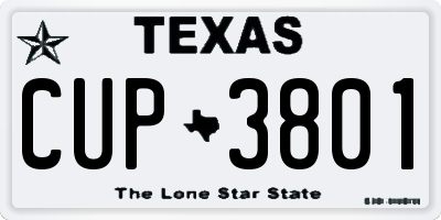 TX license plate CUP3801
