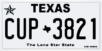 TX license plate CUP3821