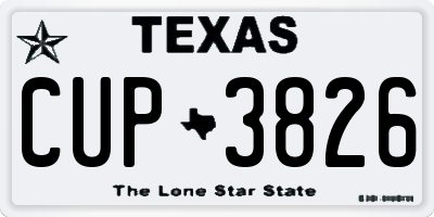 TX license plate CUP3826