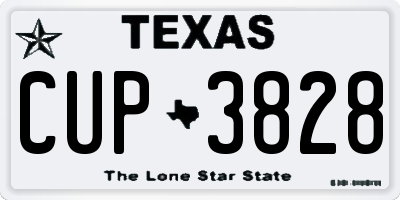 TX license plate CUP3828