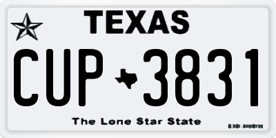 TX license plate CUP3831