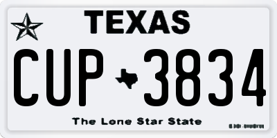 TX license plate CUP3834