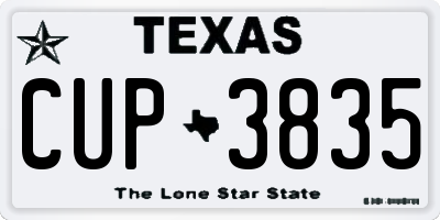 TX license plate CUP3835
