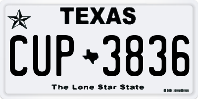 TX license plate CUP3836
