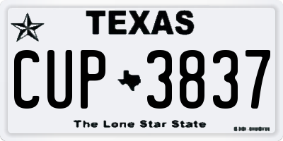 TX license plate CUP3837