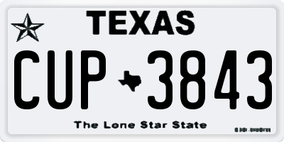 TX license plate CUP3843
