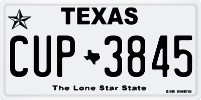 TX license plate CUP3845