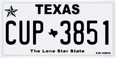 TX license plate CUP3851
