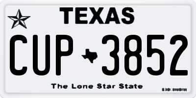 TX license plate CUP3852