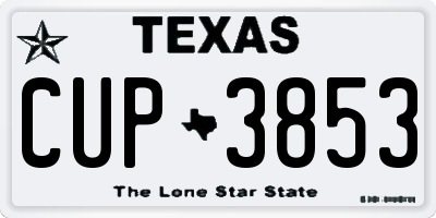 TX license plate CUP3853