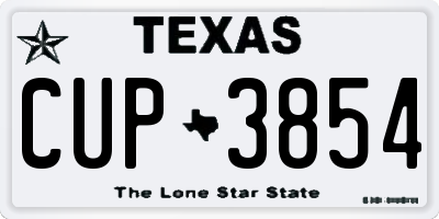 TX license plate CUP3854