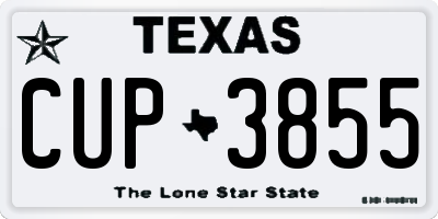 TX license plate CUP3855
