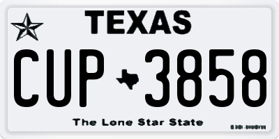 TX license plate CUP3858
